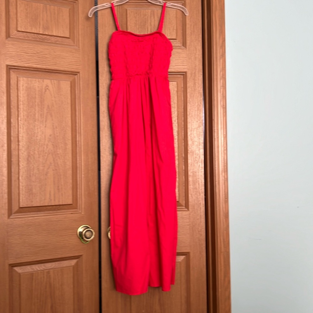 Red maxi dress, removable straps